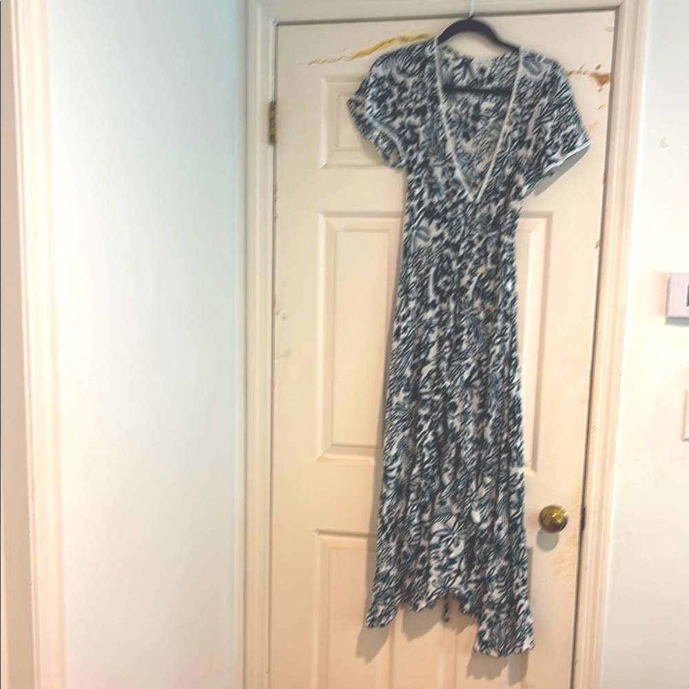 Poupette St Barth Blue and White Wrap Floral Dress